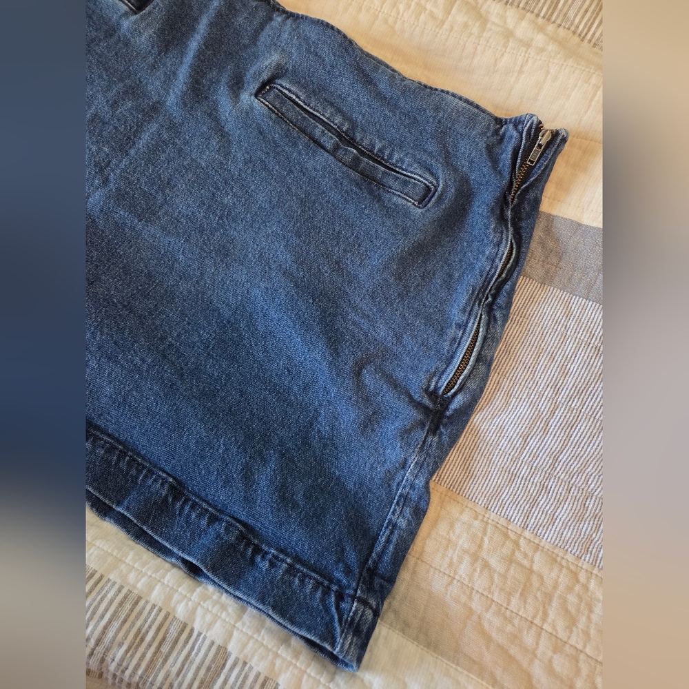 American Eagle Stretch Mid-Rise Mini Denim Blue Skirt Skort Size 20 - Picture 3 of 12